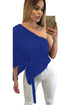 Sexy Blue Belted Flare One Shoulder Top